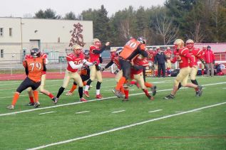 Sydenhams quarterback Dylan Fisher played a stellar game at their EOSSAA championship 19/14 win over the Almonte Thunderbolts at CaraCo field in Kingston on November 14.